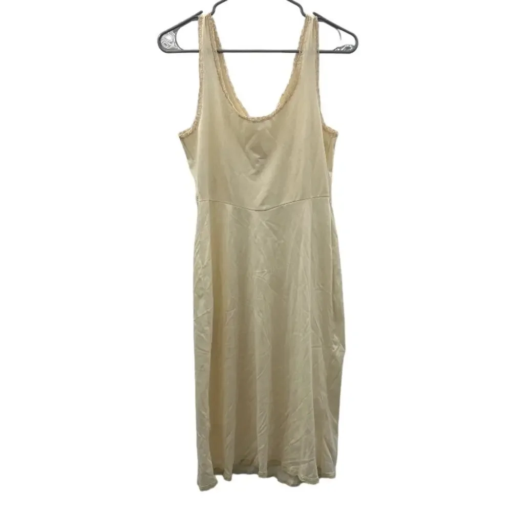 Vintage‎ Union Made 80s Cream Non-Cling Sleeveless Slip Dress Size S Estimated - Picture 4 of 11